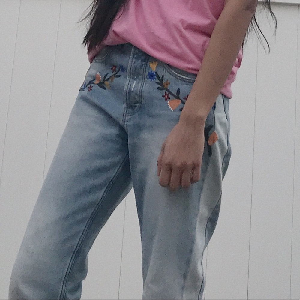 Zara hand painted ankle jeans